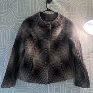 Pendleton Petite Wool Jacket | Gray Plaid | Size 18P | Virgin Wool Blend